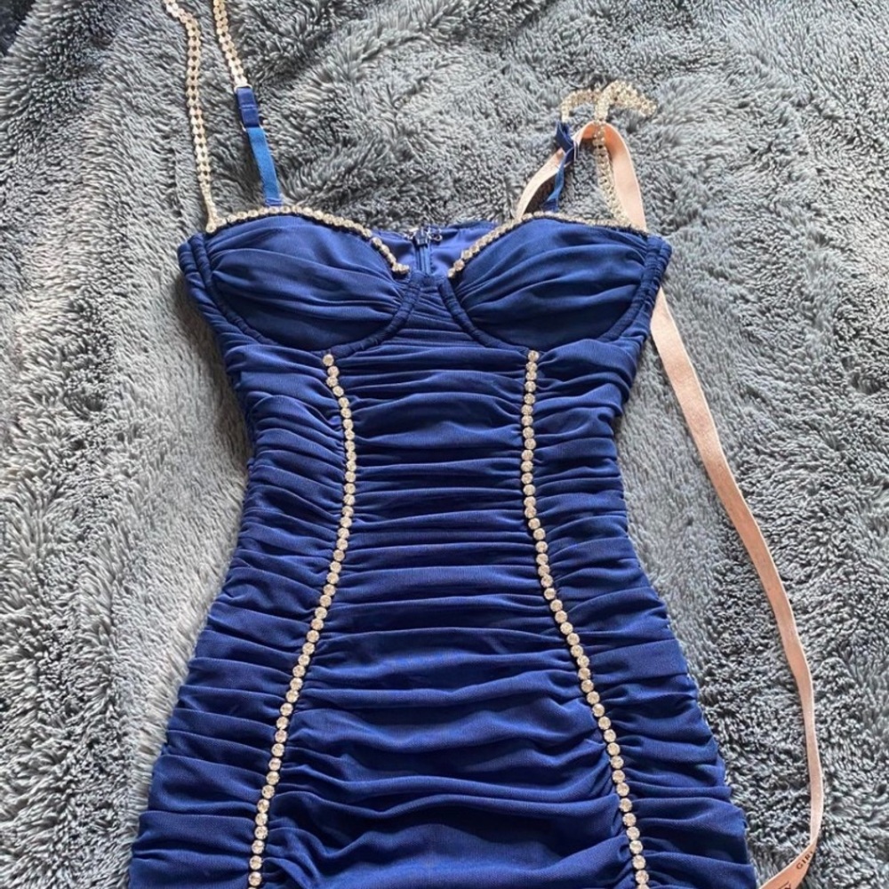 Oh Polly blue rhinestone bodycon dress